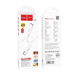 Cable Hoco X87 Magic silicone USB C PD a USB C PD 60W Blanco