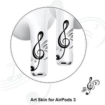 Sticker Autoadhesivo para Audifonos Airpods 3 Musica Negro