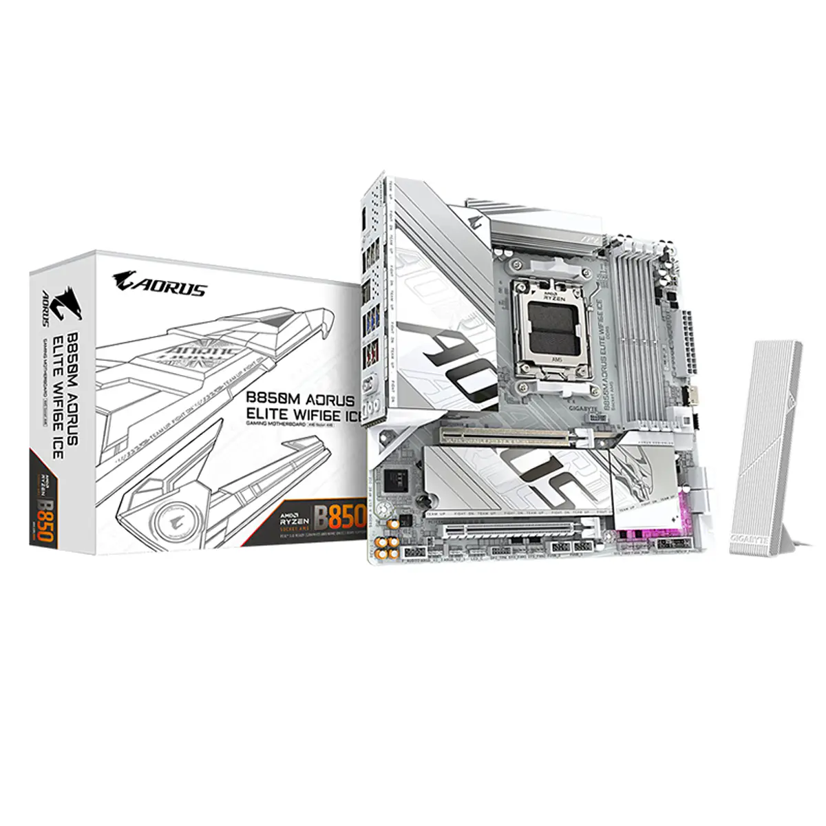Placa Madre AMD B850M Aorus Elite WIFI6E ICE | Gtc Ribbon