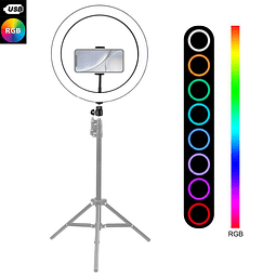 Aro De Luz Led 26cm RGB Colores sin Control + Trípode 1.5 Metros