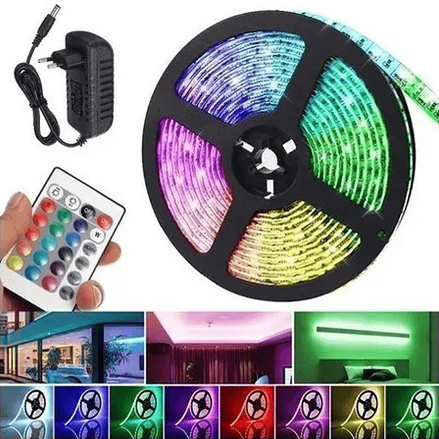 Cinta Tira De Luz LED 5mts. Mando A Distancia Modelo RGB-2835