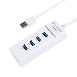 HUB USB 3.0 4 Puertos Luz Indicadora 5 Gbps Cable 30cms. Color Blanco