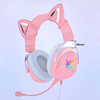 Audífono Rosado Gamer Onikuma X11 RGB con Orejas de Gato