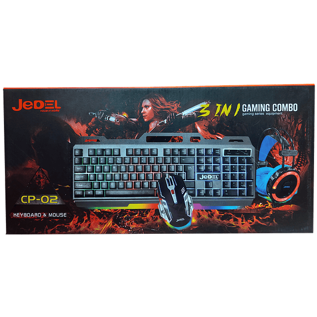 Set Gamer (Teclado + Mouse + Audífonos) RGB Jedel Modelo CP-02