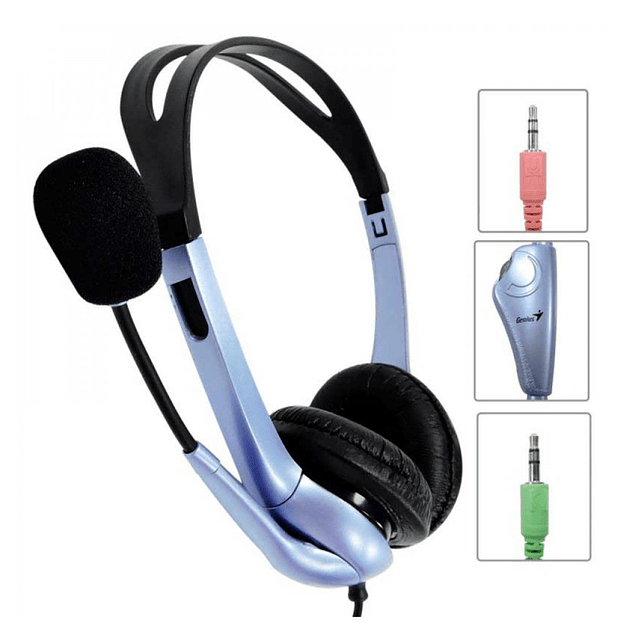 Audífonos Genius HS-04S Azul Y Negro Con Micrófono