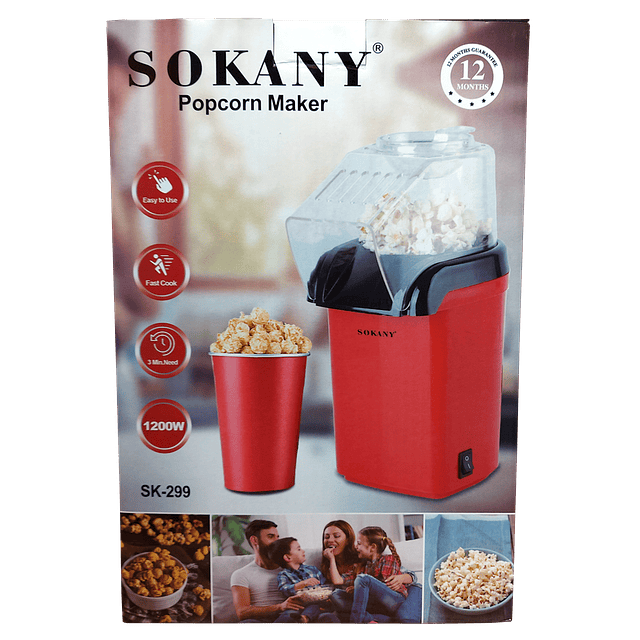 Maquina Cabritas Popcorn 1200W Libre de Aceite SOKANY SK-299