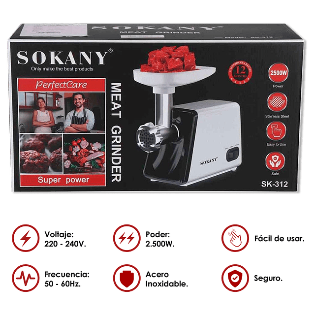 SOKANY SK-312 Maquina Trituradora – Moledora De Carne y Embutidos