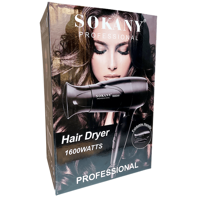 Secador De Cabello Sokany SK-318 / Plegable / Aire Caliente y Frío / 1.600W.