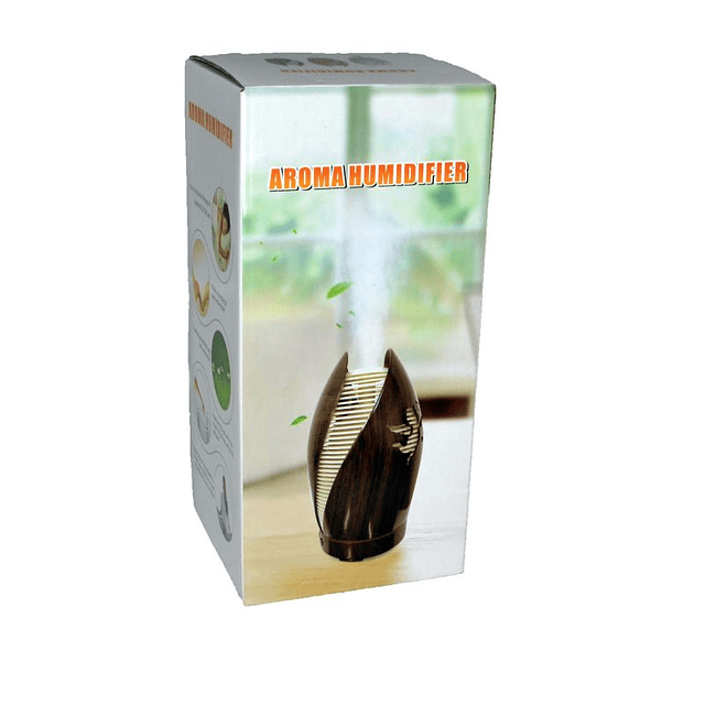 Humidificador Purificador de Aroma Difusor Madera 100ml Marrón Oscuro