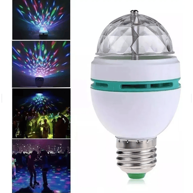 Ampolleta Disco Led Giratoria Rgb Fiesta + Conector 220v