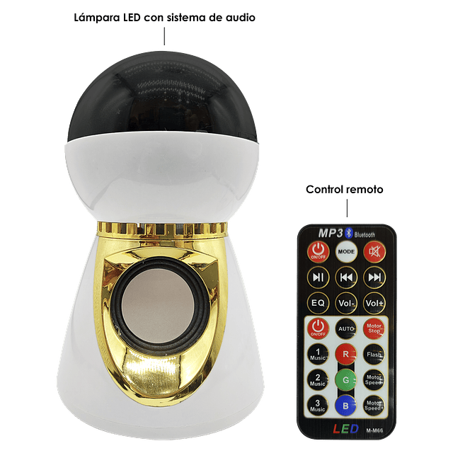 Lámpara LED Con Sistema De Audio – Proyección De Luz Nocturna