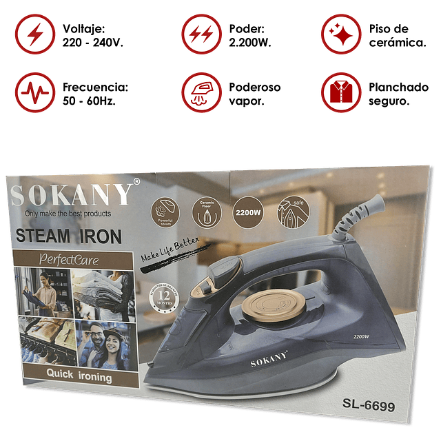 Plancha a Vapor SOKANY SL-6699