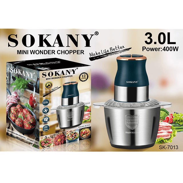 Procesador Alimentos Compacto Sokany Mini Wonder Chopper 3l