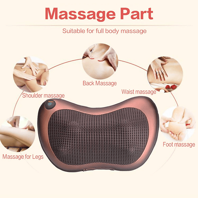 Masajeador Eléctrico Almohada 8028 Cojín Lumbar Cuello Pies CAR & HOME Massage Pillow