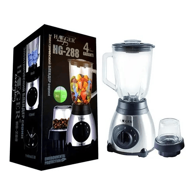 Licuadora Vaso De Vidrio + Moledor De Café Haeger Modelo HG-288