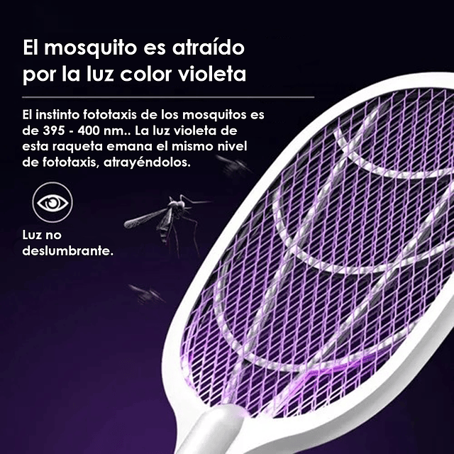 Raqueta Mata Mosquitos Multifuncional Color Blanco Con Base Recargable GTI Modelo 56