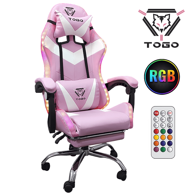 Silla Gamer LED RGB Ergonómica Con Reposa Pies + Mousepad TOGO