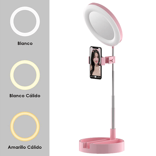 Espejo De Tocador Con Luz LED y Soporte Para Celular Mai Appearance Modelo G3