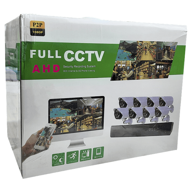 Kit De Seguridad Cctv Dvr 8 Camaras Full HD 1080P + Disco 2tb