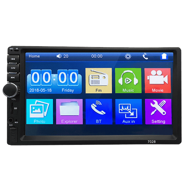 Radio de Auto 7 Pulgadas Bluetooth 7028 Mirrorlink Doble Din