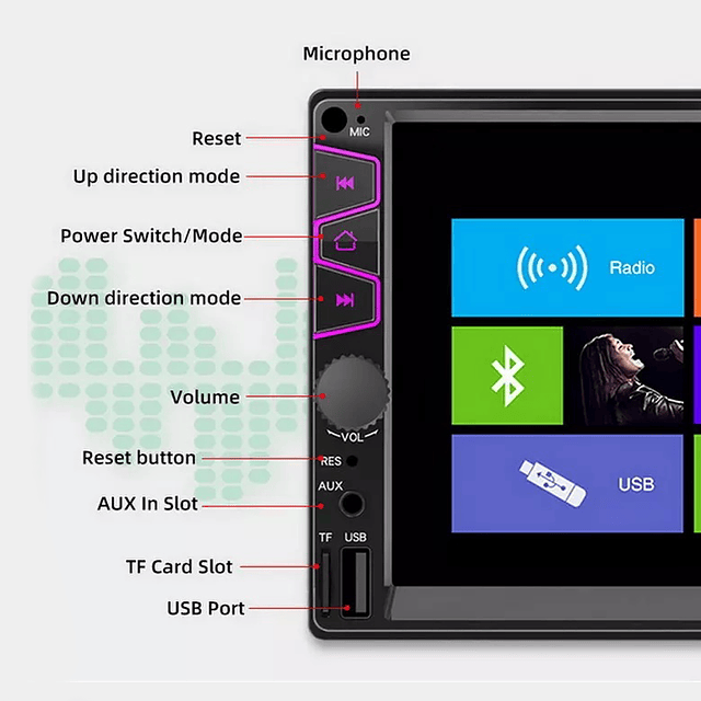 Radio Touch MP5 para Auto 7 pulgadas doble din HD USB/SD CON SINTONIZADOR FM