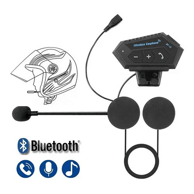 Auricular / Audífono / Manos Libres Inalámbrico Con Bluetooth Para Casco De Moto