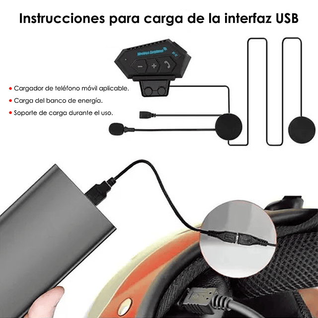 Auricular / Audífono / Manos Libres Inalámbrico Con Bluetooth Para Casco De Moto