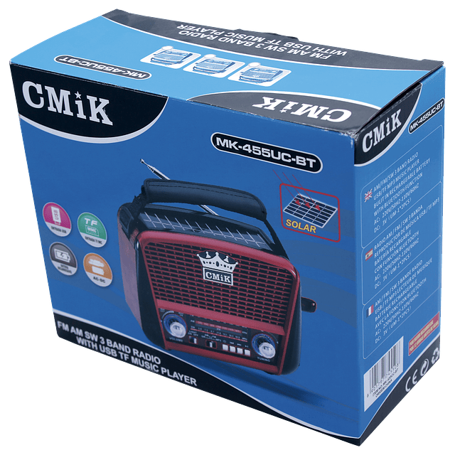 Radio Retro de Carga Solar MK-455UC-BT RADIO AM/FM/SW/USB/SD