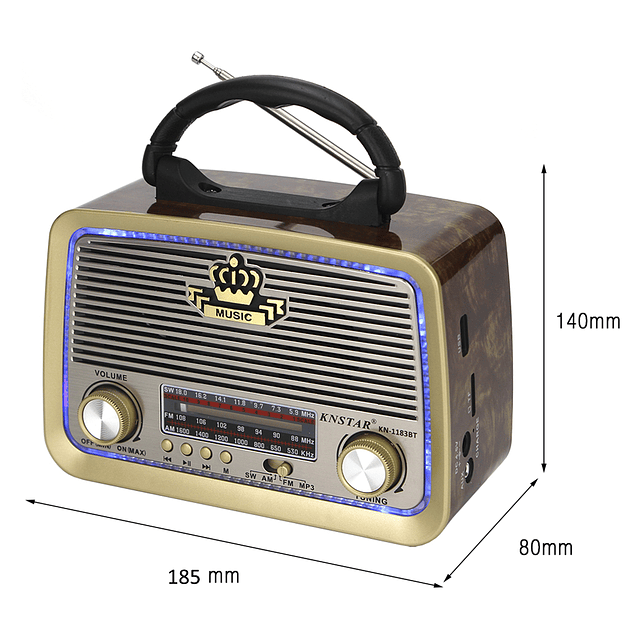 Radio Portatil Retro CMiK MK-173-BT USB/SD/AUX/FM/AM