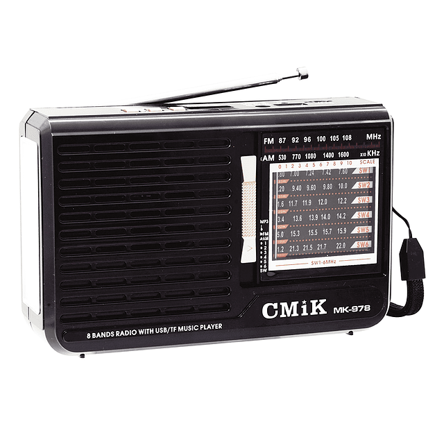 Radio Portátil CMiK Modelo MK-978 MP3 / USB / Radio AM-FM / TF Card / Batería Recargable
