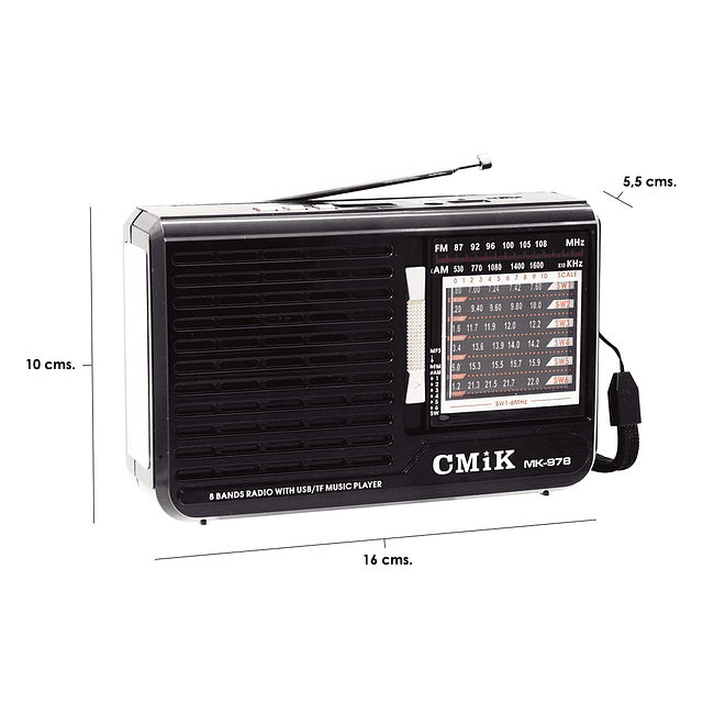 Radio Portátil CMiK Modelo MK-978 USB / Radio AM-FM / TF ...