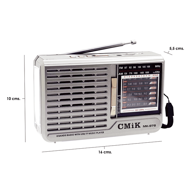 Radio Portátil CMiK Modelo MK-978 USB / Radio AM-FM / TF ...