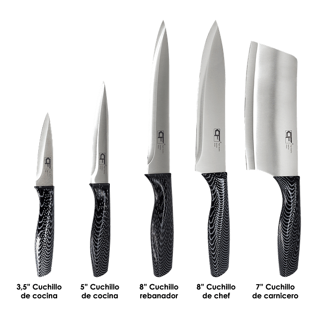 Set De Cuchillos 8 Piezas De Acero Inoxidable DF Modelo DF-1002