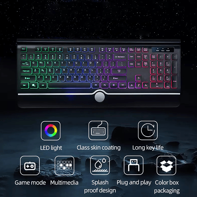 Teclado gamer Weibo WB-580 QWERTY color negro con luz RGB