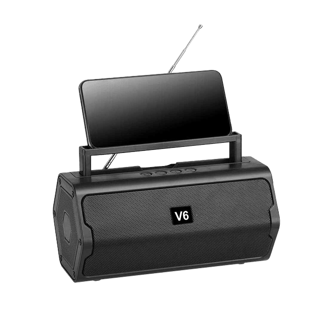 Parlante Portátil de Carga Solar Inalámbrico Radio FM/Bluetooth/TF/USB/Auxiliar V6