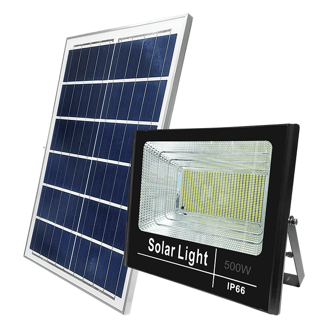 Foco LED 500W. IP66 + Control Remoto + Panel Solar