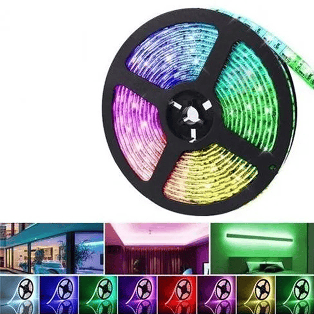 Tira Multicolor Luz LED RGB 5050 Rollo De 5 Metros