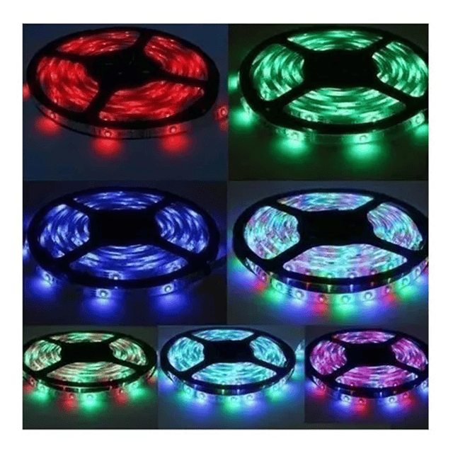 Tira Multicolor Luz LED RGB 5050 Rollo De 5 Metros