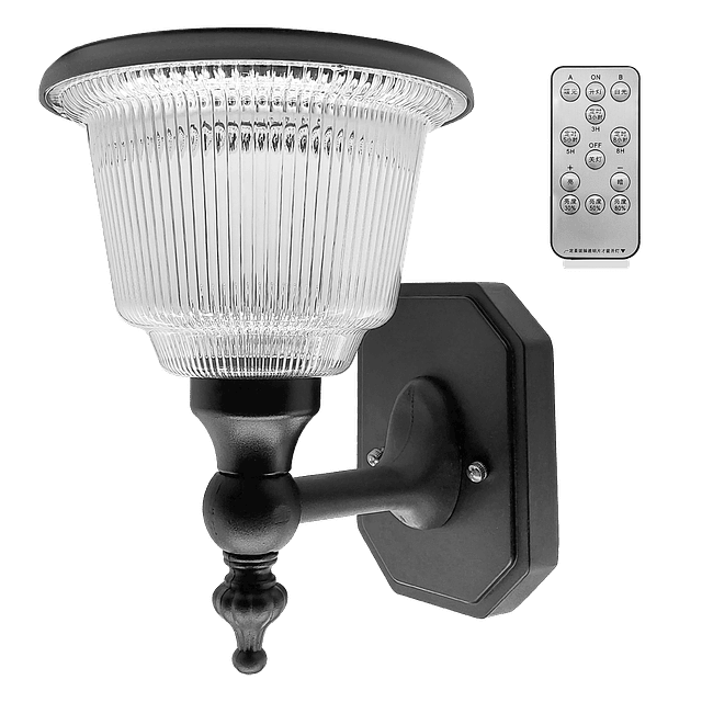 Lámpara Solar LED De Pared Con Panel Solar 4,5W. IP67 + Control Remoto / Rixme Modelo CR-BD-19-1002