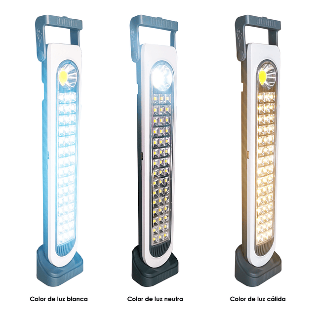 Lámpara Solar De Emergencia Recargable Luz LED 2W. COB Haoerliang Modelos HEL-6855T y HEL-6866T