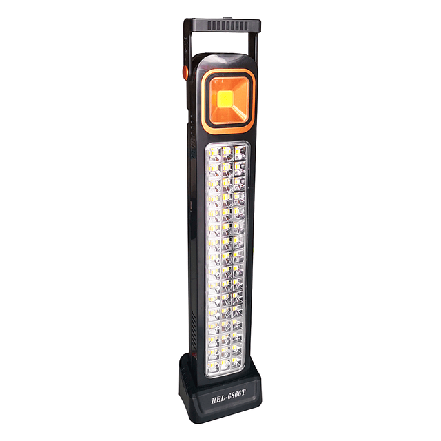 Lámpara Solar De Emergencia Recargable Luz LED 2W. COB Haoerliang Modelos HEL-6855T y HEL-6866T