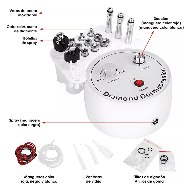 Máquina Exfoliadora Facial De Microdermoabrasión De Diamante 3 En 1 GTI Modelo RY-108