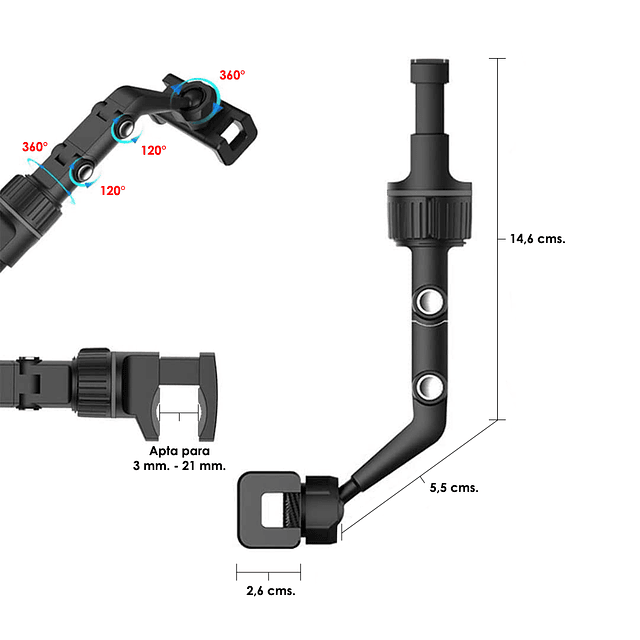 Soporte Universal Giratorio 360° Ajustable Para Teléfono Móvil - GTI