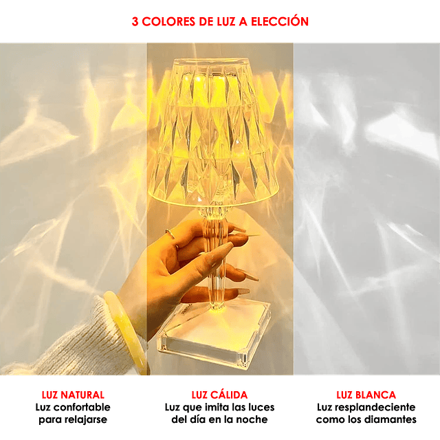 Lámpara De Mesa Táctil De Carga USB LED Diseño De Diamantes - GTI