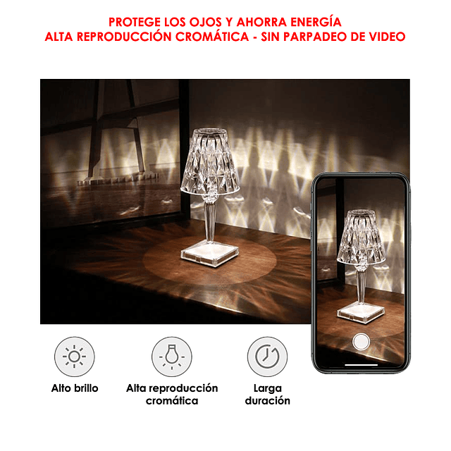 Lámpara De Mesa Táctil De Carga USB LED Diseño De Diamantes - GTI