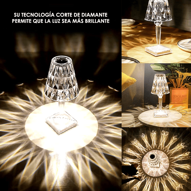 Lámpara De Mesa Táctil De Carga USB LED Diseño De Diamantes - GTI