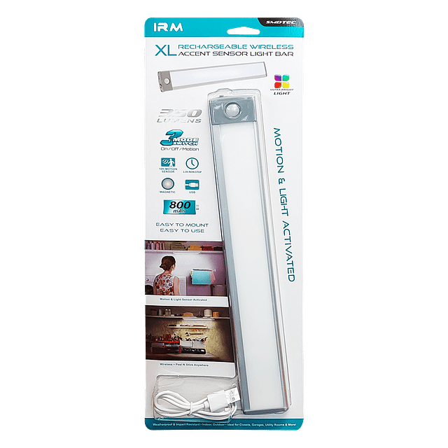 Barra De Luz XL Inalámbrica Recargable USB Con Sensor De Movimiento 54 Luces LED - SMDTEC