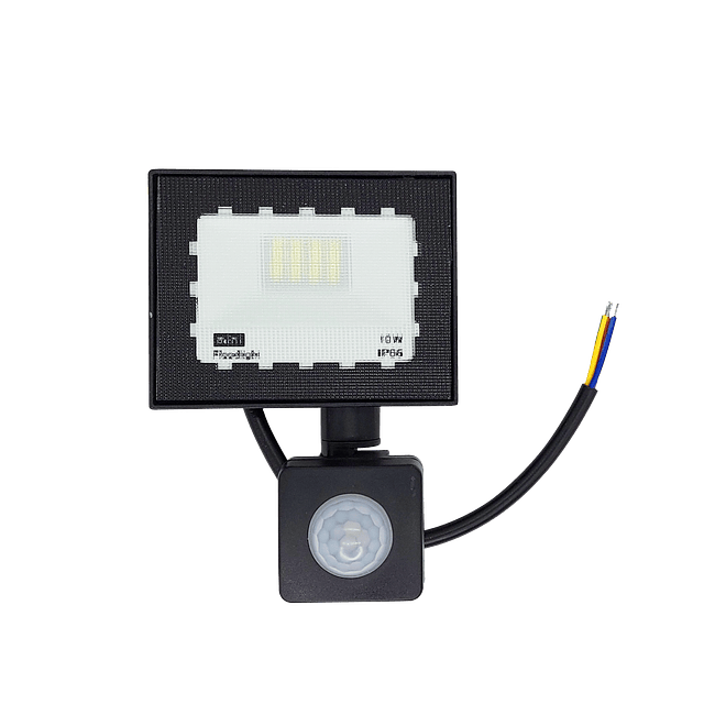 Reflector LED 10W Luz Fria Negro con Sensor de Movimiento