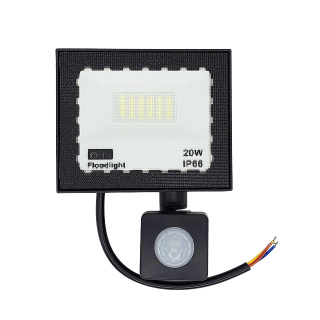 Reflector LED 20W Luz Fria Negro con Sensor de Movimiento