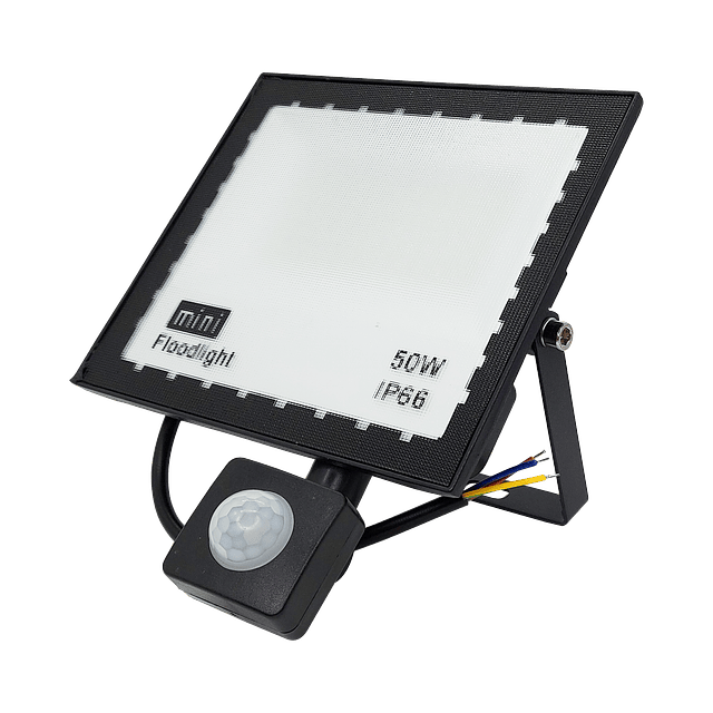 Reflector LED 50W Luz Fria Negro con Sensor de Movimiento